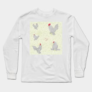 Lavender Belgian D'Uccle Pattern Cream Long Sleeve T-Shirt